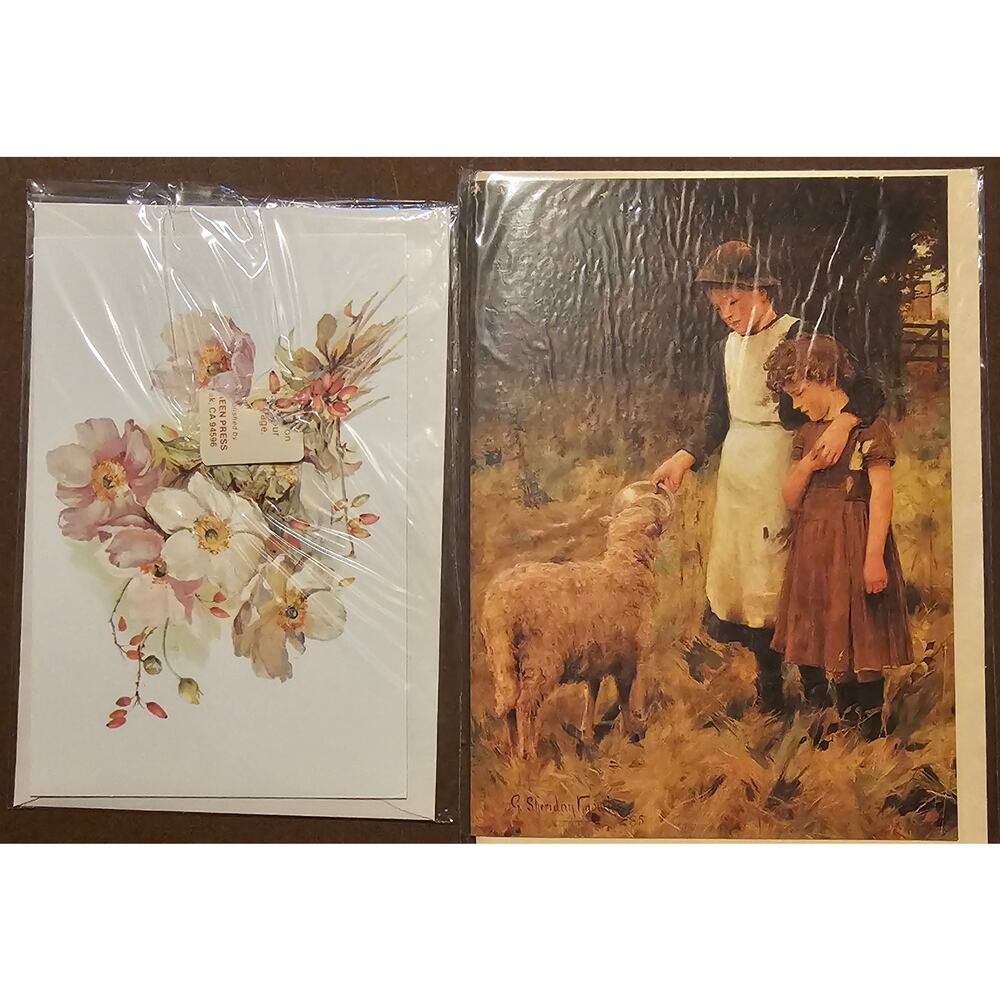 Evergreen Press Lot of 2 Vintage Greeting Cards W Envelopes (gg28)